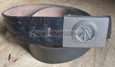 wo613 - black leather conscript soldier & NCO issue NVA, BePo and Grenztruppen belt - 109cm long