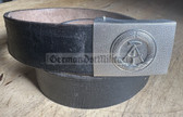 wo614 - black leather conscript soldier & NCO issue NVA, BePo and Grenztruppen belt - 100cm long