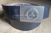 wo615 - black leather conscript soldier & NCO issue NVA, BePo and Grenztruppen belt - 103cm long