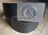wo617 - black leather conscript soldier & NCO issue NVA, BePo and Grenztruppen belt - 100cm long