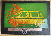 oo099 - c1983 ADMV East German Automobile Association Rallye in Cottbus cloisonné enamel participant plaque - IFA Trabant Wartburg MZ