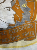 rp191 - early 1950s East German large size banner - WORLD FEDERATION OF DEMOCRATIC YOUTH - 105" long