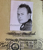 ab929 - NVA WDA Wehrdienstausweis document - c1973 Zeitz - black collar uniform photo - Soldat - Signals with motorbike permit