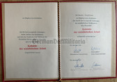 gw175 - c1977 award certificate with folder for the Kollektiv der sozialistischen Arbeit medal