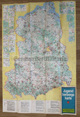 od201 - c1987 East German map of Youth Hostels in the GDR DDR - wall chart type - measures 38 1/2" x 25"