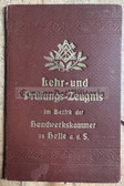 ac209 - c1926 German Vocational qualification cert booklet - a brick layer from Ermsleben