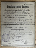 ac221 - c1919 German Vocational qualification cert booklet - a Blacksmith from Arnswalde