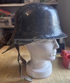 wo209 - c1950s East German Feuerwehr Fire Fighter Stahlhelm helmet - vulcan fibre