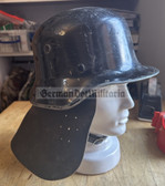 wo207 - c1950s East German Feuerwehr Fire Fighter Stahlhelm helmet - vulcan fibre