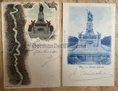 jm056 - National German Monument on the Rhine - 2 postcards posted in 1899