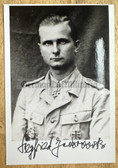 jm097 - original autograph on photo - Siegfried Jamrowski – Fallschirmjäger-Regiment 3 - Knights Cross at Monte Casino