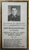 dc009 - German WW2 death card - kia February 1942 in Russia - Gefreiter Josef Prommersberger