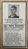 dc010 - German WW2 death card - kia October 1942 in the Kaukasus in Russia - Gefreiter Artillery Franz Anton Holzmann
