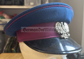 wo297 - old Fire Service uniform visor hat with Communist Polish cap badge