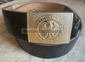 bw112 - black leather belt - Bundeswehr Navy Bundesmarine with gold buckle - different lengths available