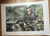 po026 - original large DDR Grenztruppen poster print - Bootskompanien sailor on boat
