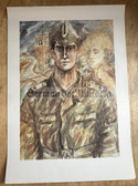 po027 - original large DDR Grenztruppen poster print - border guards Oberleutnant in field uniform