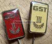 ac331 - pair of East German GST paramilitary youth qualification badges for instructors and competition judges