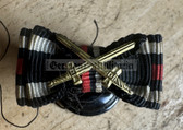 ac537 - original German WW1 medal ribbon buttonhole device - Iron Cross & Hindenburg Cross with Swords