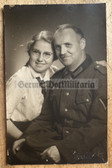 ac364 - female HJ BDM portrait photo with father in Wehrmacht uniform
