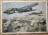 ac384 - Luftwaffe Heinkel HE111 over Warsaw in 1939 postcard - used as Wehrmacht Feldpost to a Pilot Student in Burg
