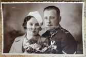 ac397 - pre WW2 Polish Army officer and bride wedding portrait photo