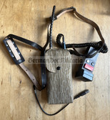 wo050 - c1988 dated East German UFT771 military walkie talkie phone with carry strap, Strichtarn pouch, antenna and microphone