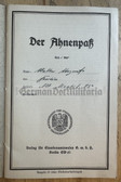 ac421 - German Ahnenpass - family from Berlin - many entries with eagle verification stamps