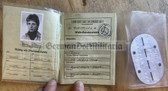 ac412 - NVA WDA Wehrdienstausweis document with dog tag - c1982 Hohenstein Ernstthal