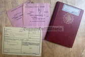 ac427 - DAF membership book with due stamps - worked at Fieseler Aircraft factory in Kassel - HJ DAF due stamps