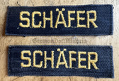 bw061 - pair of Bundesmarine West German Navy uniform name tags - Schäfer