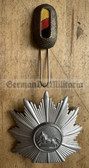 gw394 - c1950s West German Niedersachsen Police Tschako badge and tri-colour Kokarde Hoheitszeichen