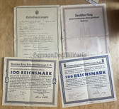 ac454 - c1930s lot of Life Insurance documents & certificates to the same man from Leipzig