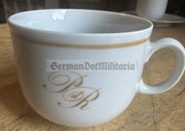 ac443 - 2- PdR Palast der Republik Berlin coffee/tea cup with gold rim & logo