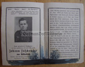 opc380 - Wehrmacht Obergefreiter Johann Fassbender - kia at Lake Ladoga/Leningrad in Russia in 1943 - Eastern Front Medal & KVK 2nd class - death card