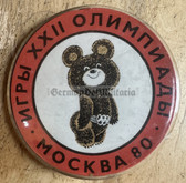 om397 - c1980 Moscow Olympic Summer Games Mascot Mischka the Bear pinback button