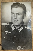 mp055 - Wehrmacht Heer officer studio portrait photo with Iron Cross 1st Class, Infantry Assault Badge IAB and ribbons - large size