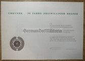 ac506 - 12 - Freiwilliger Helfer der Volkspolizei - 30 years Long Service award Certificate - unused blank