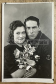 ac534 - Kriegsmarine sailor with wife studio portrait photo