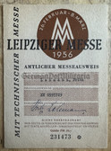 ac641 - c1956 Leipziger Messe - Leipzig Trade Fair - Entry ticket ID for official traders