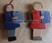 om666 - 2x VDA donation wooden figures - girls with collection tins