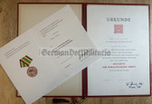 ac664 - 2x medal award certificates to a Nurse at an NVA medical centre in folder - civilian employee