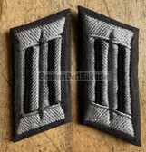sd009 - pair of NVA Pioniere Engineers embroidered officer Collar Tabs - black collar Uniforms - colour coded old type