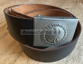 mp046 - Bundeswehr black leather belt with buckle - 100cm long