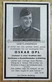mp080 - German WW2 death card - Wehrmacht Leutnant officer - October 1944 KIA in Hungary