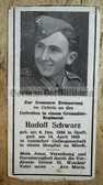 mp079 - German WW2 death card - Wehrmacht Gefreiter - died in Soviet POW camp in Minsk in April 1945