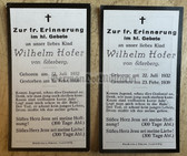 mp076 - c1939 2x German death card - 6 years old child from Eiterberg
