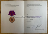 gw082 - c1982 dated ZV Civil Defence Zivilverteidigung long service medal award cert