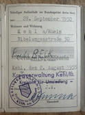 ac670 - c1955 West German ID card for Eastern Front refugees - woman from Breslau/Silesia