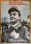 gw076 - c1970's original East German propaganda poster - 25th anniversary of the Kampfgruppen - 16" x 11 3/8"